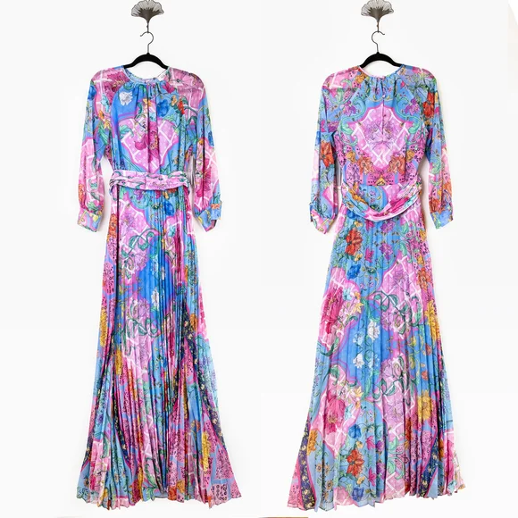 NWT Teri Jon Rickie Freeman Pleated Chiffon Maxi Dress Floral $750 - Size 8  is available for purchase on au PAY Market - Imported Goods Online Store  Co.Ltd. | au PAY Market - Online Shopping Site